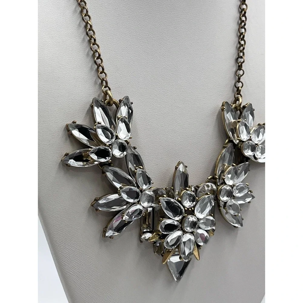 J. Crew Glass Sunburst Mirror Floral‎ Stacked Statement Necklace